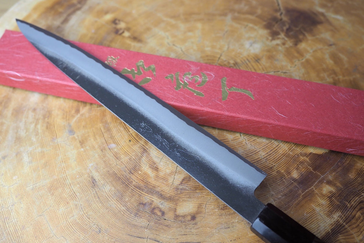 Sakai Jikko "Shinobi" White-2 Steel Sujihiki Ebony Handle (24cm)