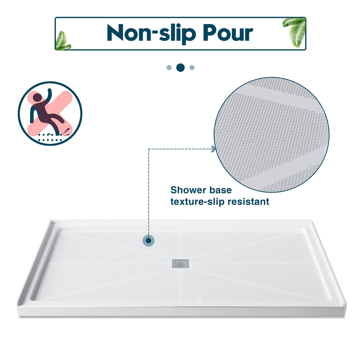 SUNNY SHOWER 36 in. W x 4 in. H White Center Drain Rectangular Base