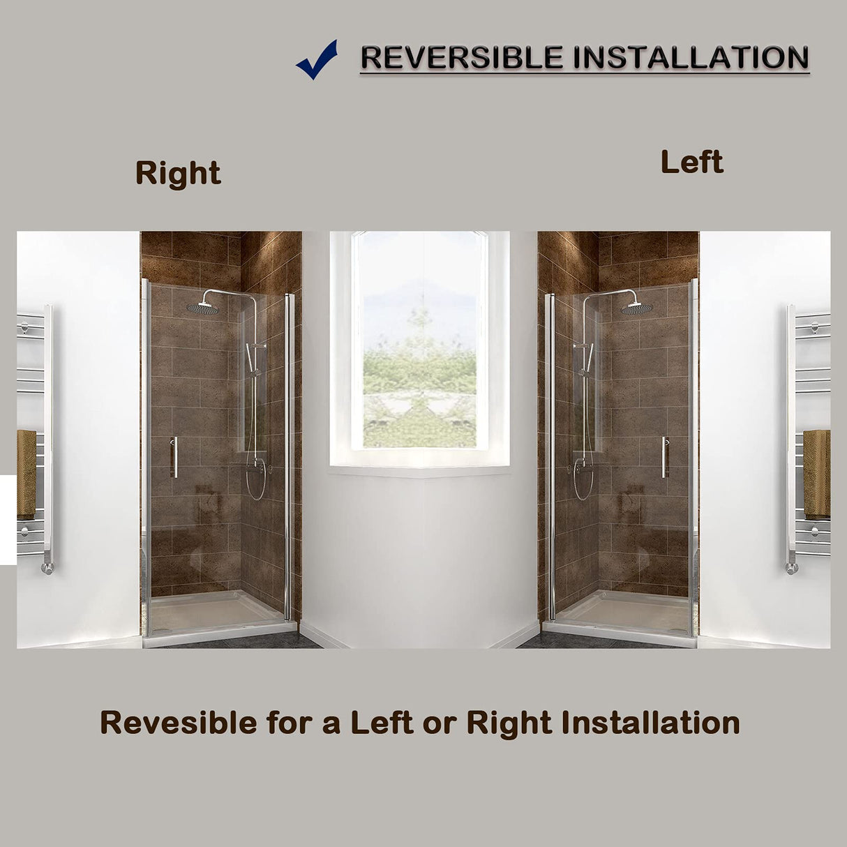 SUNNY SHOWER 1/4 Inch Frameless Chrome Finish Pivot Shower Door