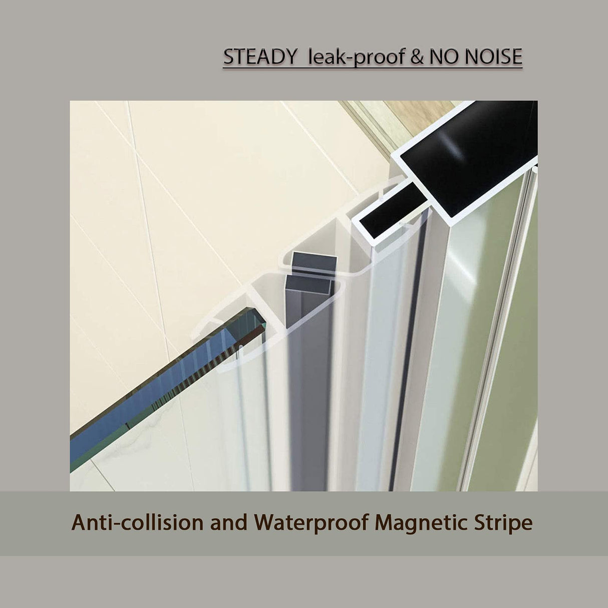 SUNNY SHOWER 1/4 Inch Frameless Chrome Finish Pivot Shower Door