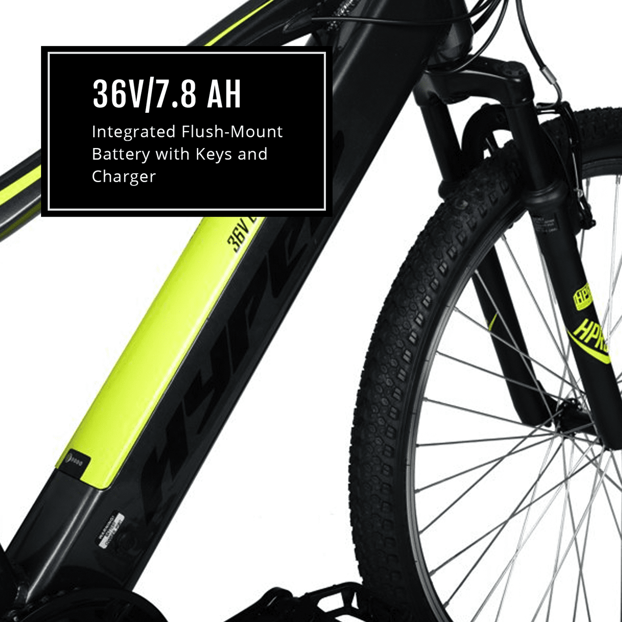 Hyper Bicycles 26" 36V Electric Mountain Bike for Adults, Pedal-Assist, 250W E-Bike Motor, Black