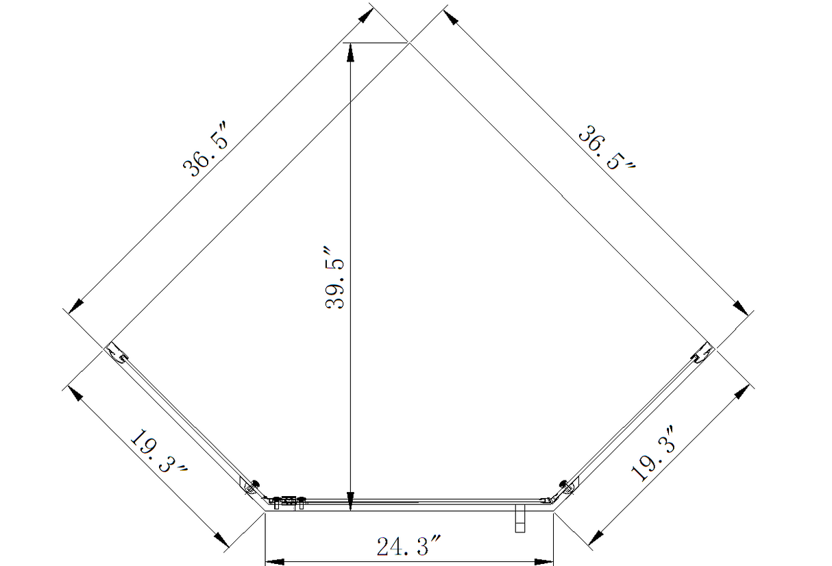 ELEGANT Pivot Enclosures With Pivot Door 36.7 in. W x 36.7 in. D x 71.8 in. H Chrome Finish