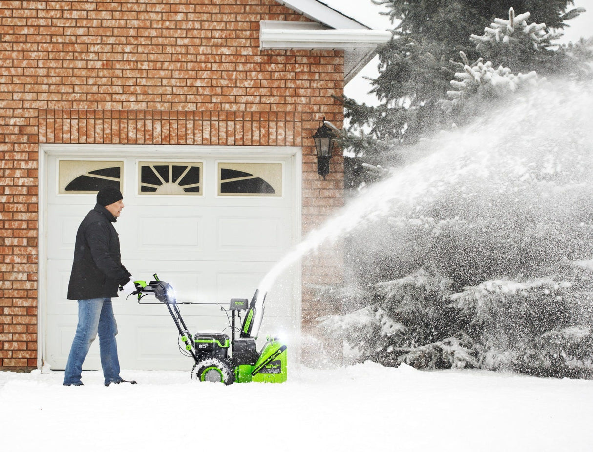 60V 24" Two-Stage Snow Blower with (2) 8.0 Ah Batteries and Dual-Port Charger