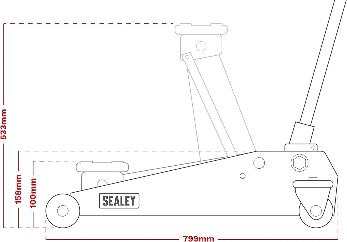Sealey Viking 4 Tonne Trolley Jack, Car Jack, Low Profile Tyre Bay with Rocket Lift - 4040TB
