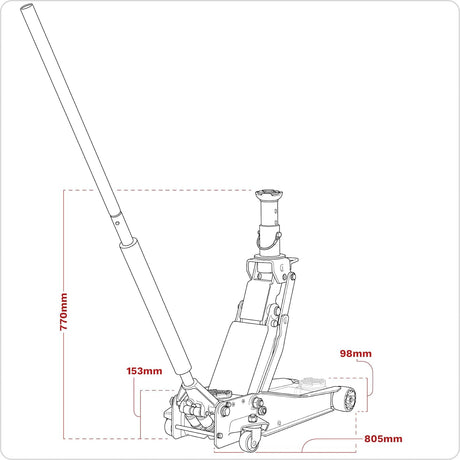 Sealey 2/3 Tonne Trolley Jack Low Profile/High Lift with Rocket Lift - 3200LEHL