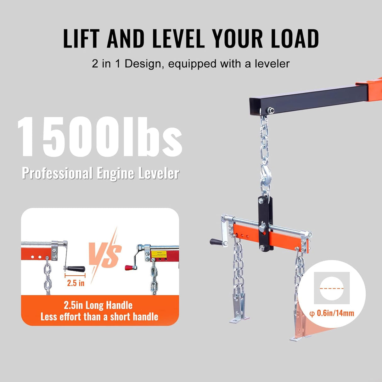 VEVOR Hydraulic Engine Hoist with Lever, 2 Ton/4400 LBS Heavy-duty Cherry Picker Shop Crane, Foldable Engine Crane and Engine Hoist
