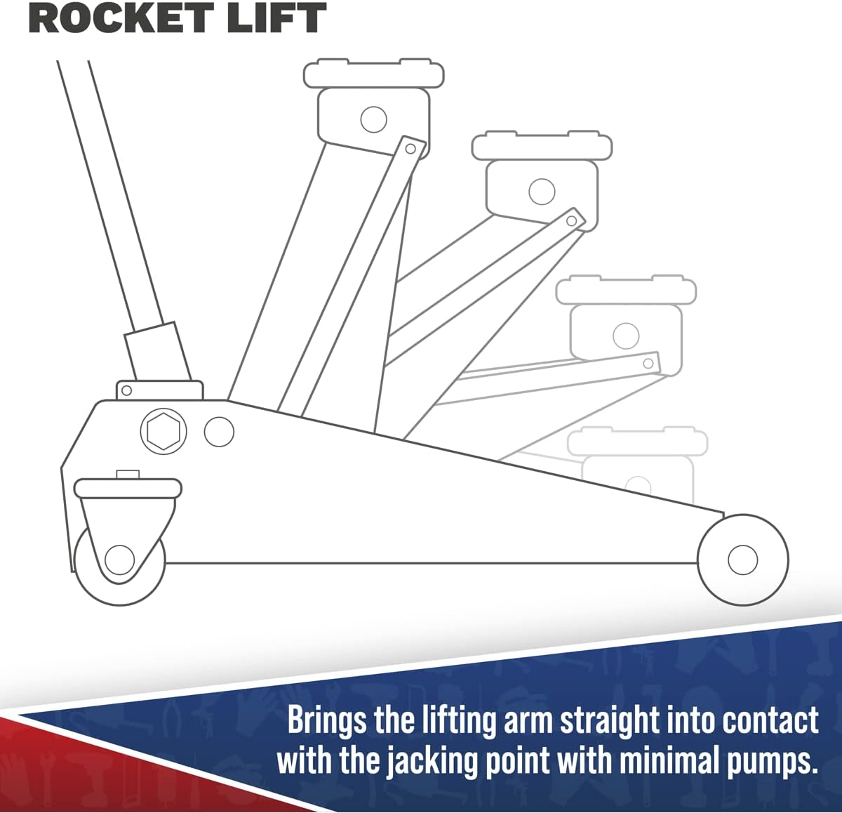 Sealey Viking 2 Tonne Trolley Jack, Car Jack, Low Profile Long Reach with Rocket Lift - 2100TB