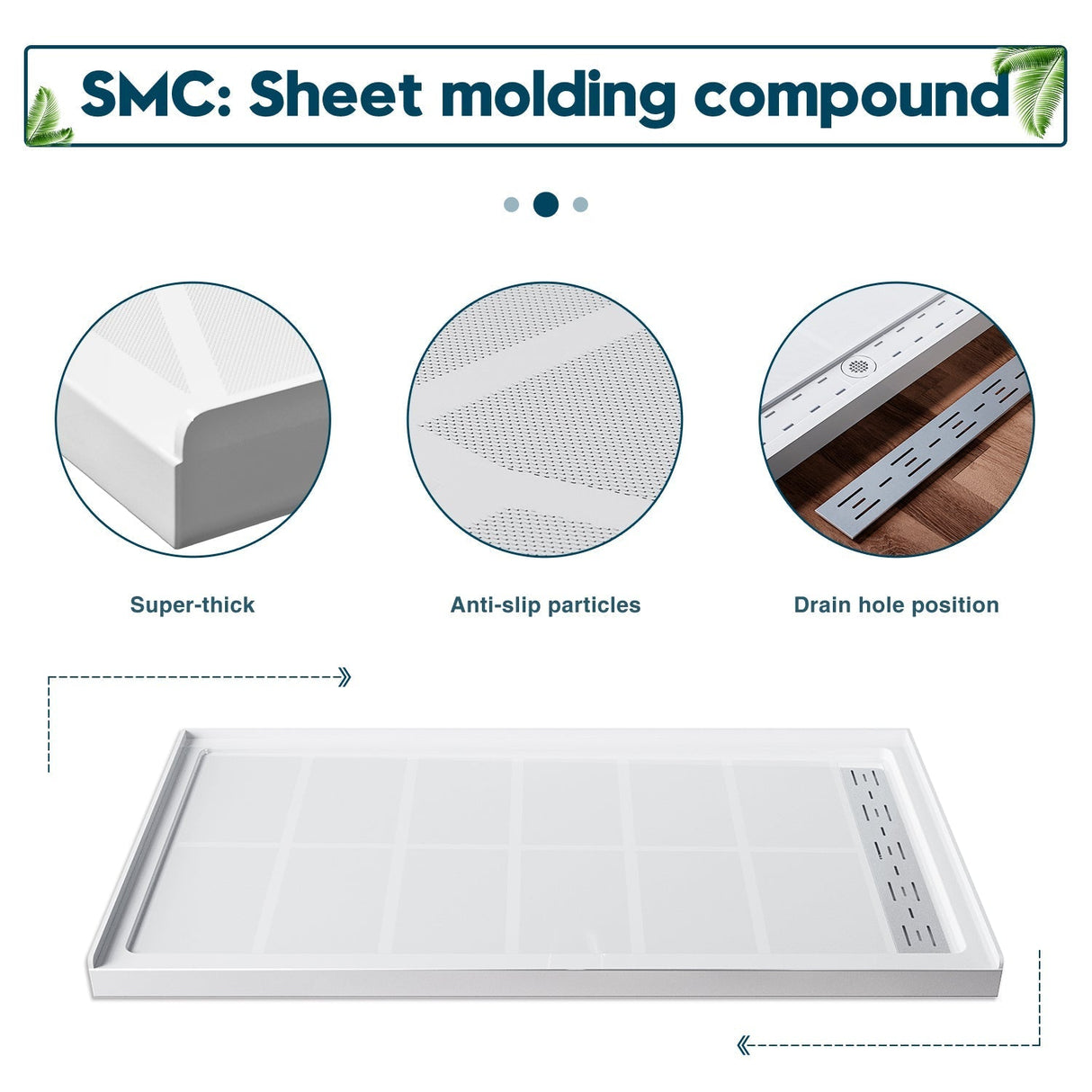SUNNY SHOWER 32 in. W x 48 in. D x 4 in. H White Right Drain Rectangular Bases