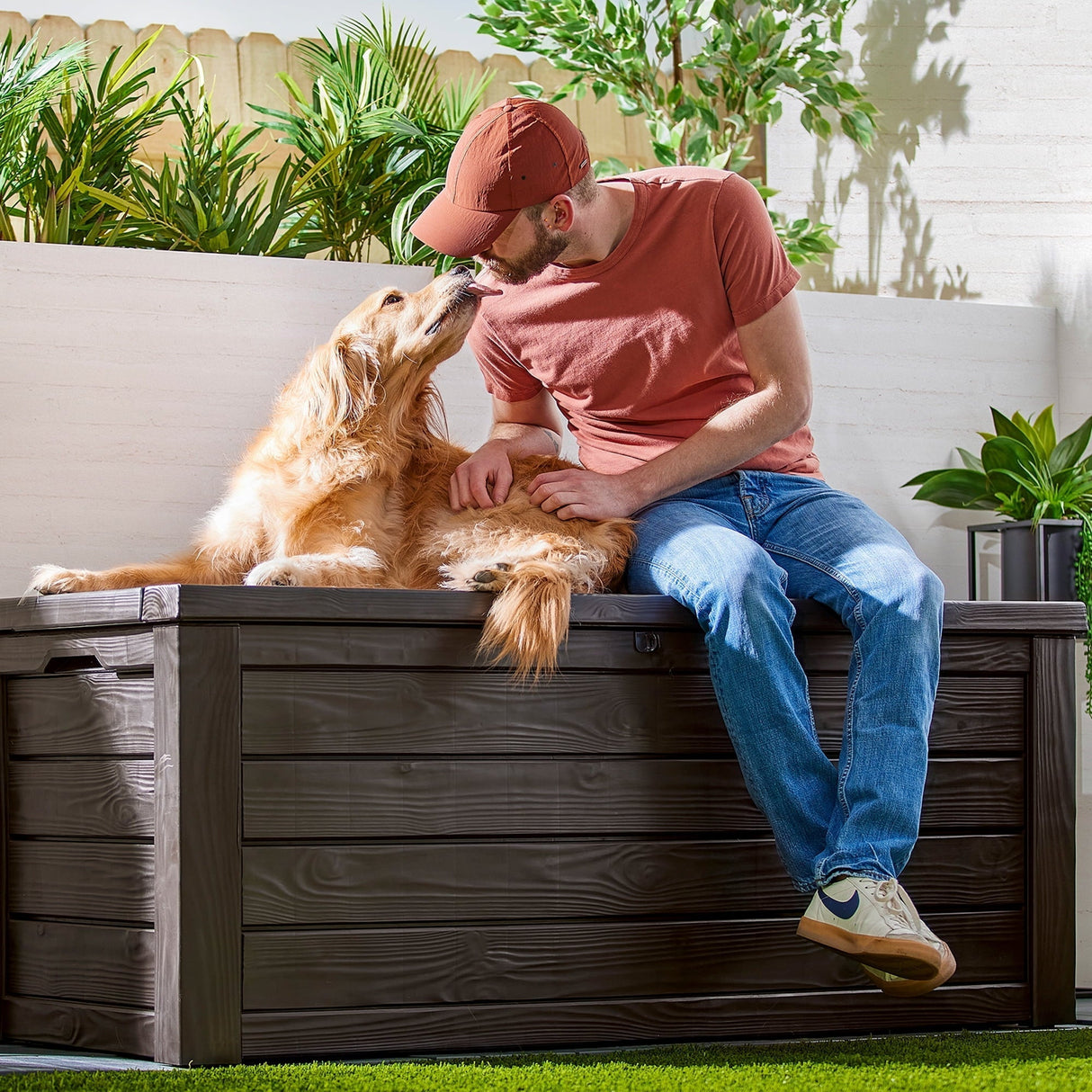 Keter Westwood 150 Gallon Outdoor Furniture Storage Deck Box, Espresso
