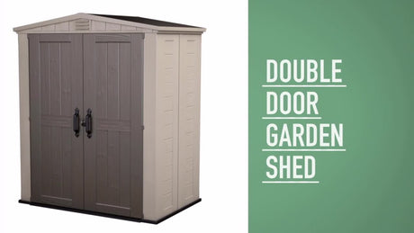 Keter Factor 6x 3 Outdoor Resin Shed, Lawn and Garden Storage, Beige and Taupe