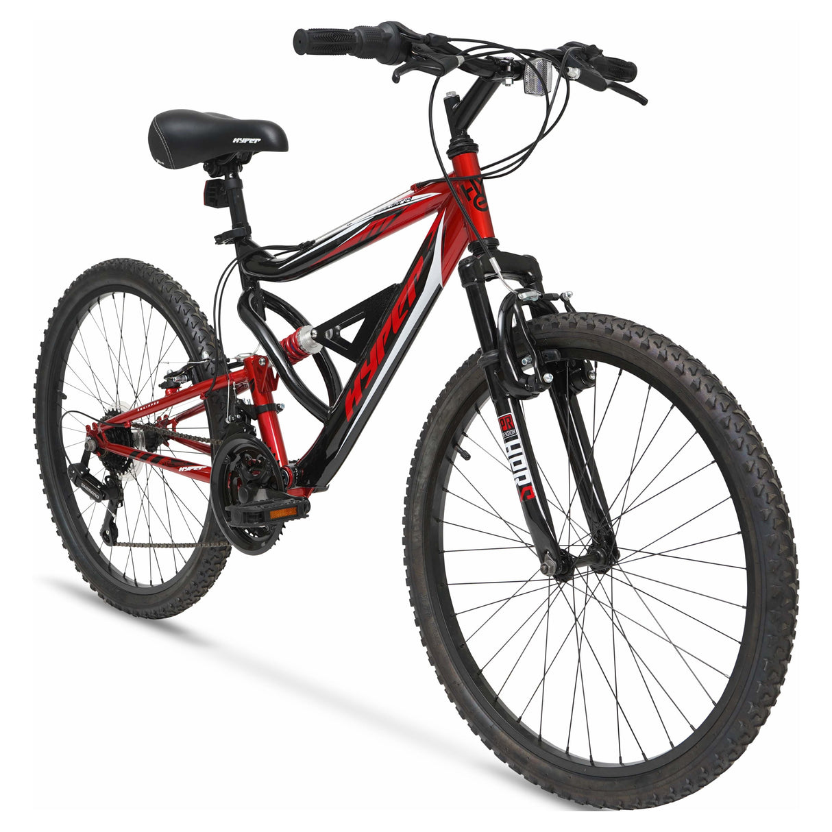 Hyper Bicycle 24" Shocker Mountain Bike for Kids, Red and Black