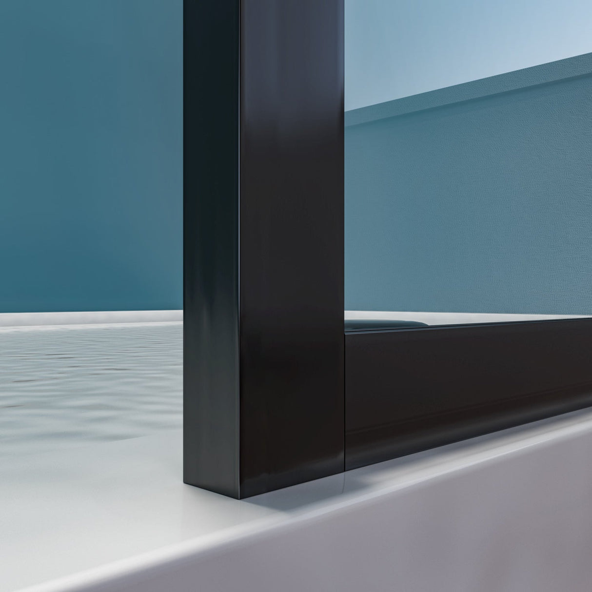 SUNNY SHOWER 34 in. W x 72 in. H Black Finish Walk-in Shower Enclosures