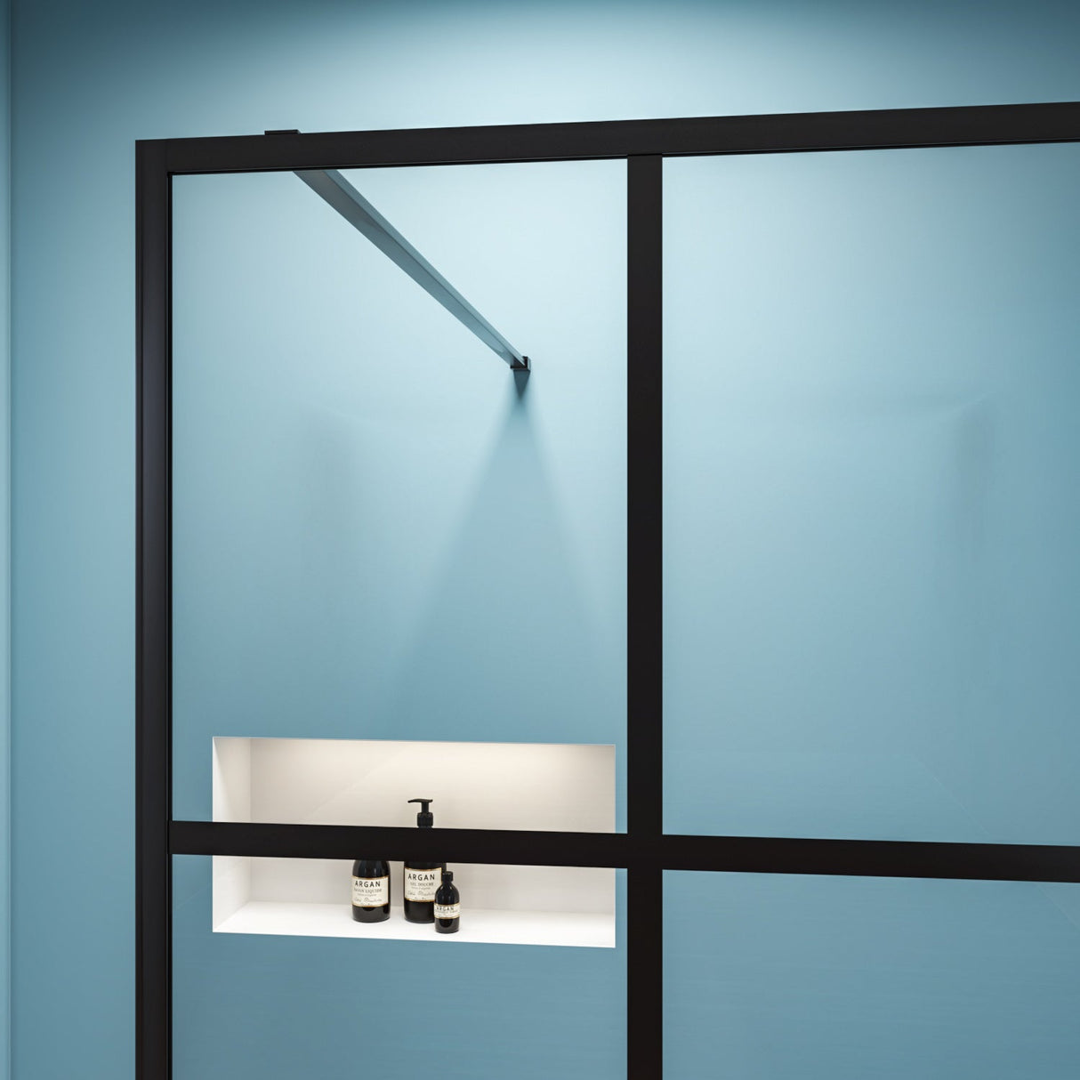 SUNNY SHOWER 34 in. W x 72 in. H Black Finish Walk-in Shower Enclosures