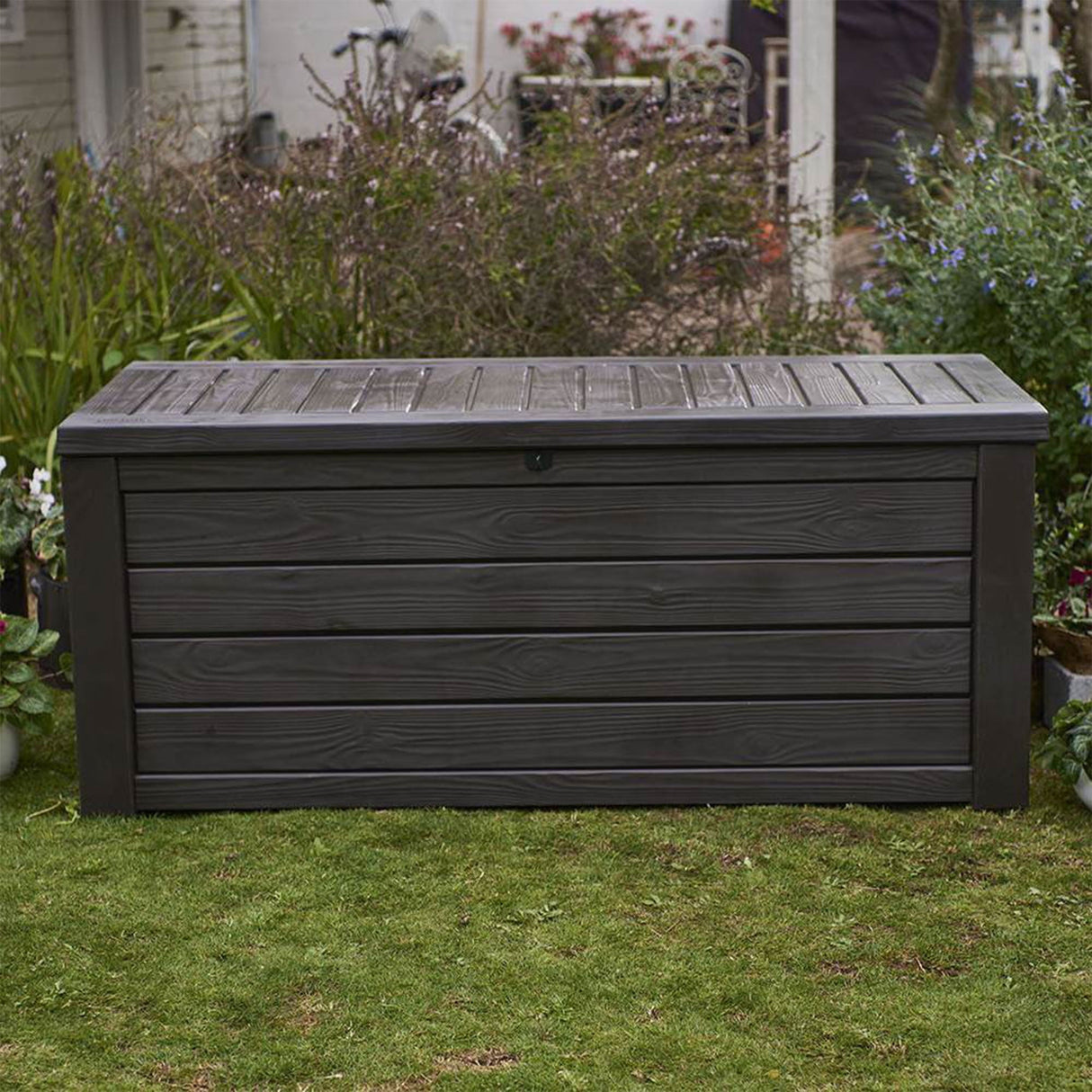 Keter Westwood Outdoor 150 Gal Deck Storage Box for Tools, Brown (2 Pack)