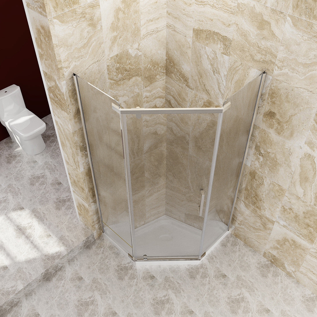 SUNNY SHOWER 36.7 in. W x 36.7 in. D x 71.8 in. H Frosted Chrome Finish Pivot Enclosures With Pivot Door