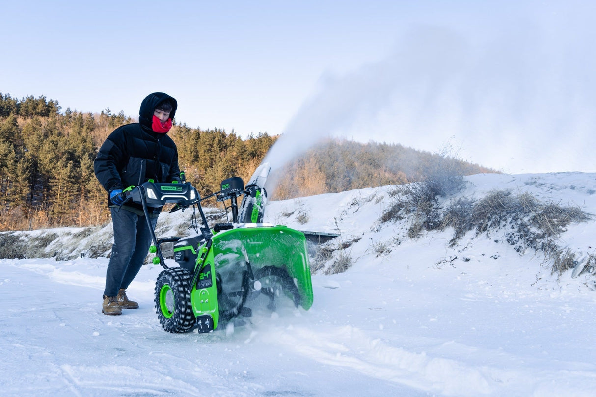 60V 24" Two-Stage Snow Blower with (2) 8.0 Ah Batteries and Dual-Port Charger