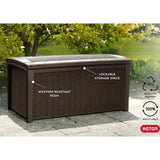 Keter Borneo 110 Gal Rattan Resin Patio Storage Deck Box & Bench (2 Pack)