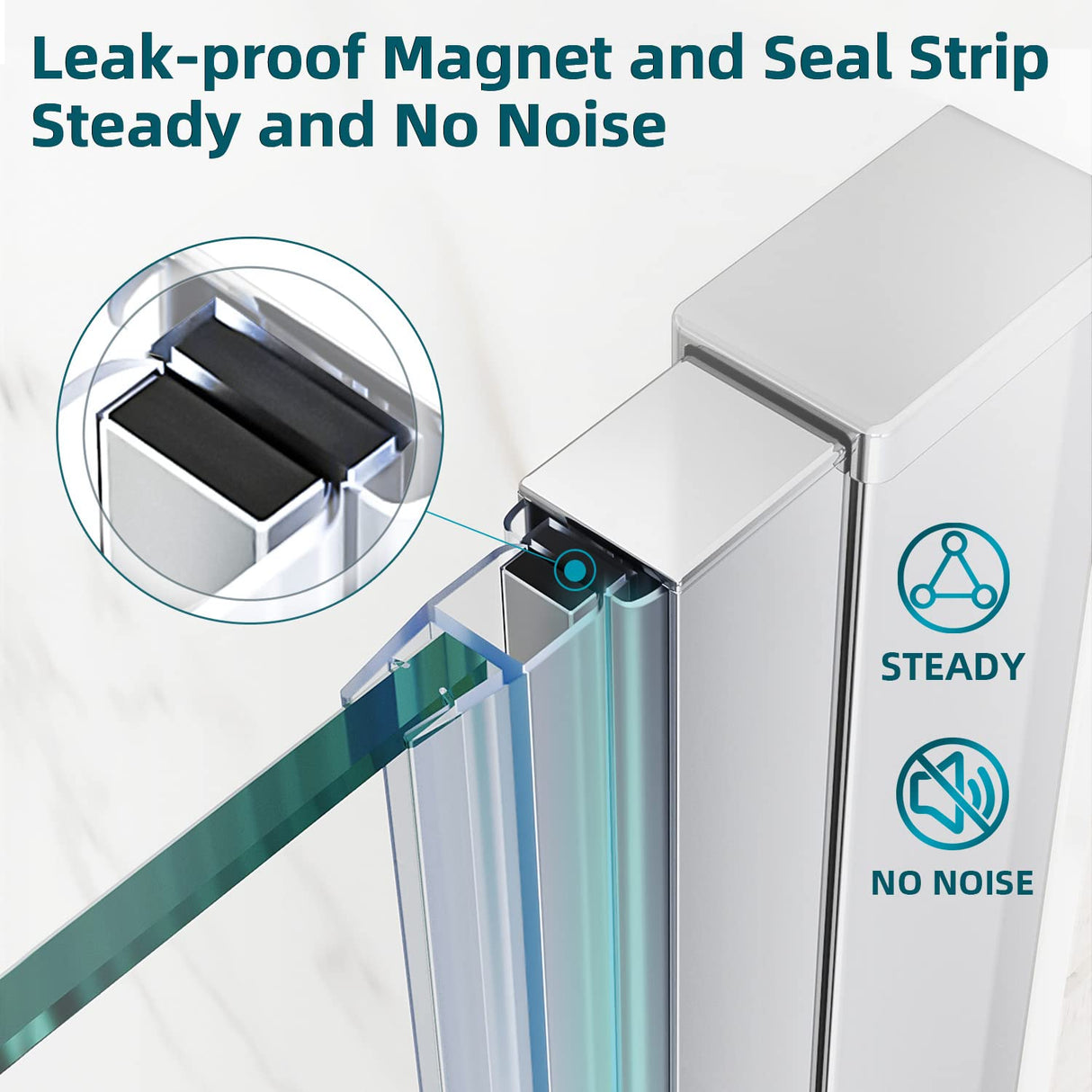 SUNNY SHOWER 1/4 inch Frameless Chrome Finish Bi-Fold Shower Door