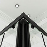 SUNNY SHOWER 36 in. W x 36 in. D x 72 in. H Black Check Corner Entry Enclosure With Sliding Doors