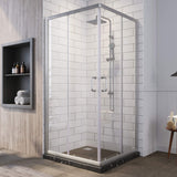SUNNY SHOWER 36 in. W x 36 in. D x 72 in. H Brushed Nickel Finish Corner Entry Enclosure With Sliding Doors