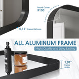 ELEGANT Round Corner Vanity Mirror Wall-Mounted 24 in. W x 36 in. L Brushed Metal