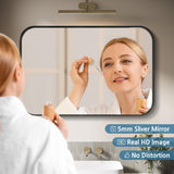 ELEGANT Round Corner Vanity Mirror Wall-Mounted 30 in. W x 40 in. L Brushed Metal