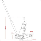 Sealey 2/3 Tonne Trolley Jack Low Profile/High Lift with Rocket Lift - 3200LEHL