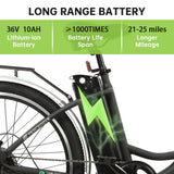 ECOTRIC 26 In. 36 V 10 Ah 350 W Step Through City Electric Bicycle with Basket 7 Speed for Adults Men and Women Pedal Assist Black A-E516646