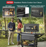 Keter Outdoor Patio Cooler Ice Chest Insulated Beverage Bar Cart, Gray