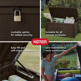 Keter Borneo 110 Gal Rattan Resin Patio Storage Deck Box & Bench (2 Pack)