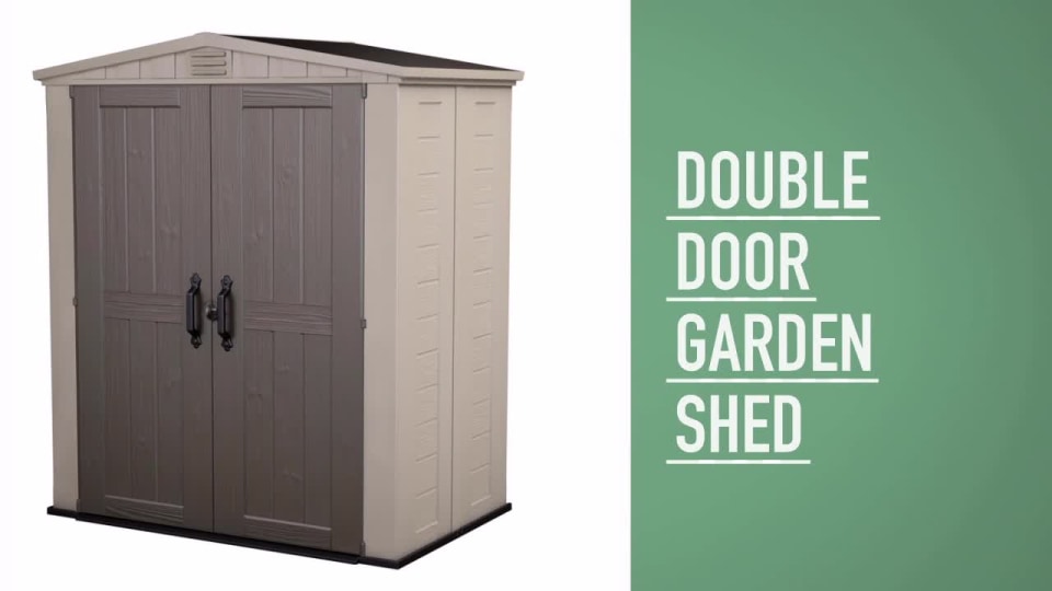 Keter Factor 6x 3 Outdoor Resin Shed, Lawn and Garden Storage, Beige and Taupe