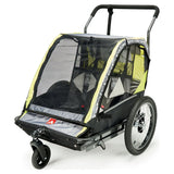 Allen Sports Deluxe 2-Child Bicycle Trailer & Stroller, max capacity 100 lbs, Model AS2, Green