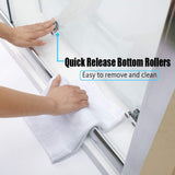 SUNNY SHOWER 36 in. W x 36 in. D x 72 in. H Chrome Finish Corner Entry Enclosure With Sliding Doors And White Square Base