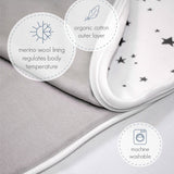 4 Season Ultimate Toddler Sleep Bag, Merino Wool, 2 - 4 Years, Space - GLOW IN THE DARK