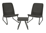 Keter Rio 3-Piece Outdoor Set, All-Weather Resin Rattan Patio Lounge Furniture, Graphite