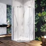 ELEGANT Pivot Enclosures With Pivot Door 36.7 in. W x 36.7 in. D x 71.8 in. H Chrome Finish