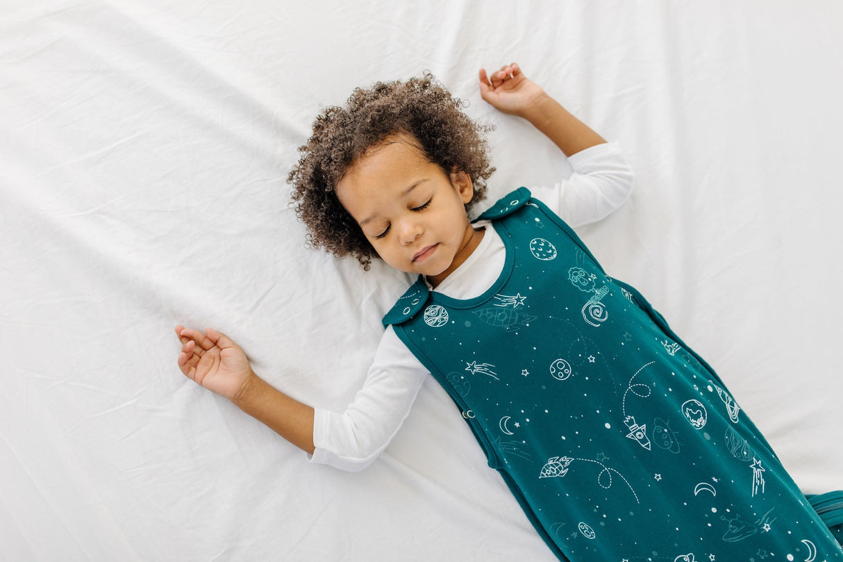 4 Season Ultimate Toddler Sleep Bag, Merino Wool, 2 - 4 Years, Space - GLOW IN THE DARK