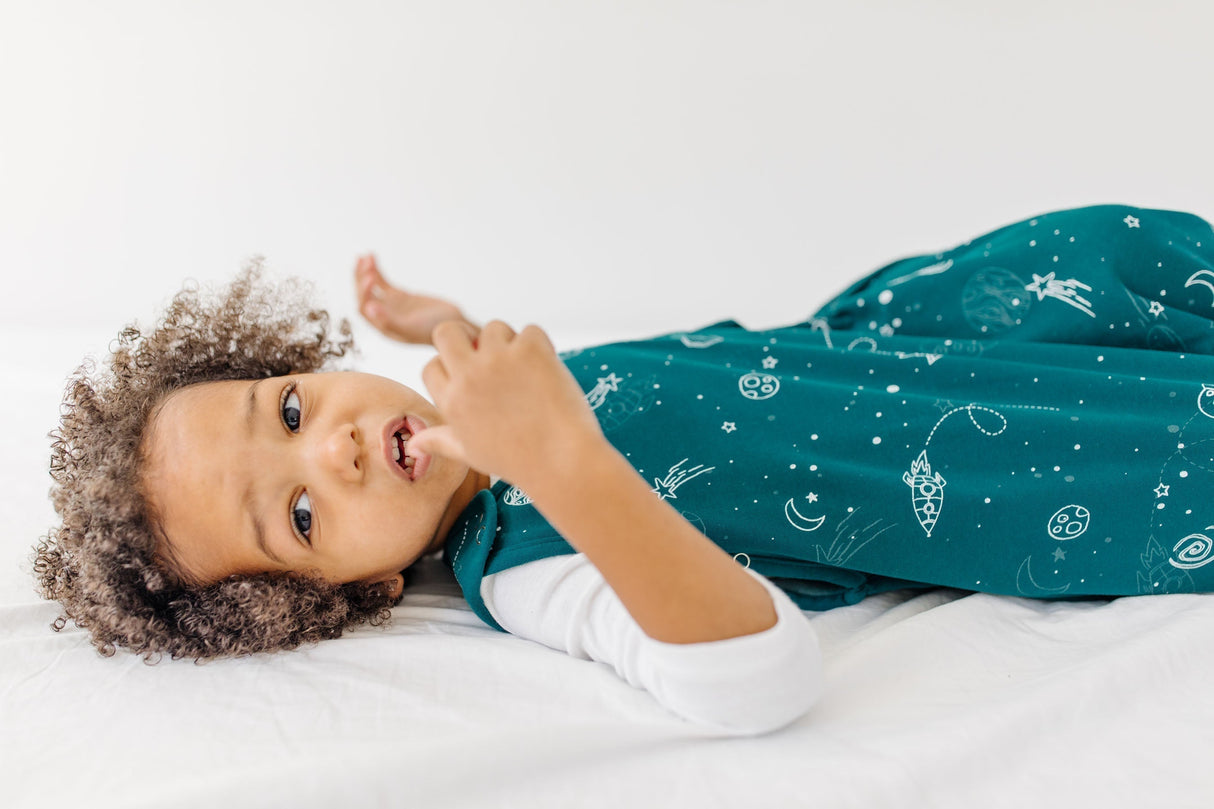 4 Season Ultimate Toddler Sleep Bag, Merino Wool, 2 - 4 Years, Space - GLOW IN THE DARK