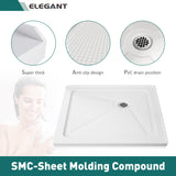 Elegant 34 in. W x 34 in. D x 3 in. H White Corner Drain Square Bases