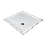 SUNNY SHOWER 36 in. W x 36 in. D x 72 in. H Frameless Chrome Finish Corner Entry Enclosure With Pivot Door And White Square Base