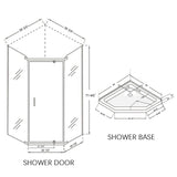 SUNNY SHOWER 36.7 in. W x 36.7 in. D x 71.8 in. H Frosted Chrome Finish Pivot Enclosures With Pivot Door And White Quadrant Bases